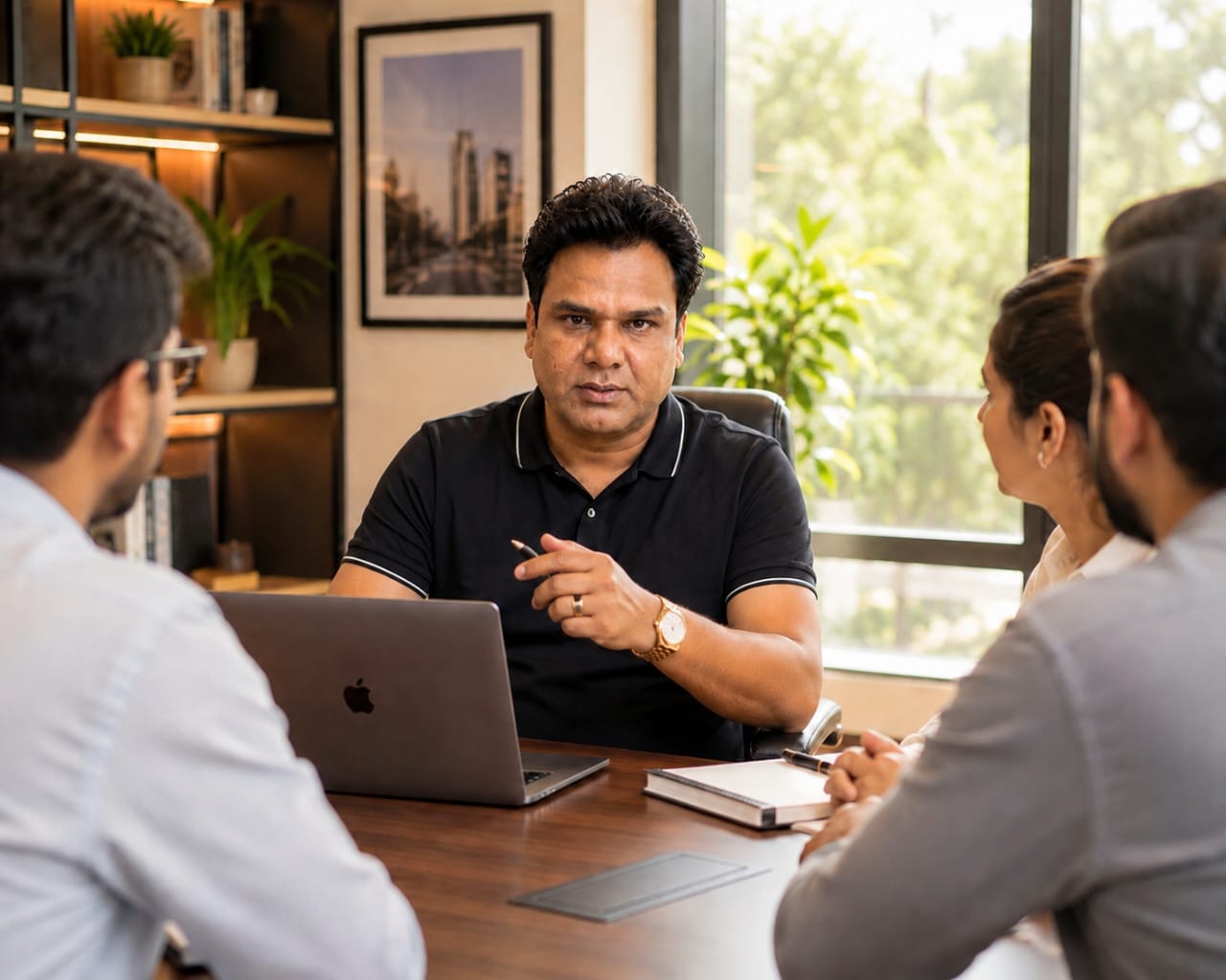 Mr. Dhirendra Singh Pawar, Managing Director of Kings Enfield, in a client meeting